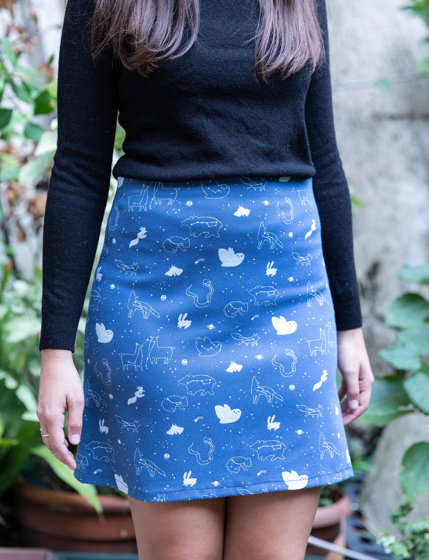 Gonna Dora - gonna in jacquard blu, pattern Starry Night
