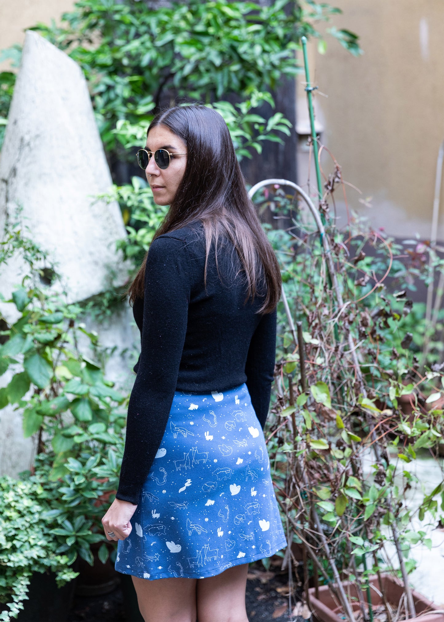 Gonna Dora - gonna in jacquard blu, pattern Starry Night