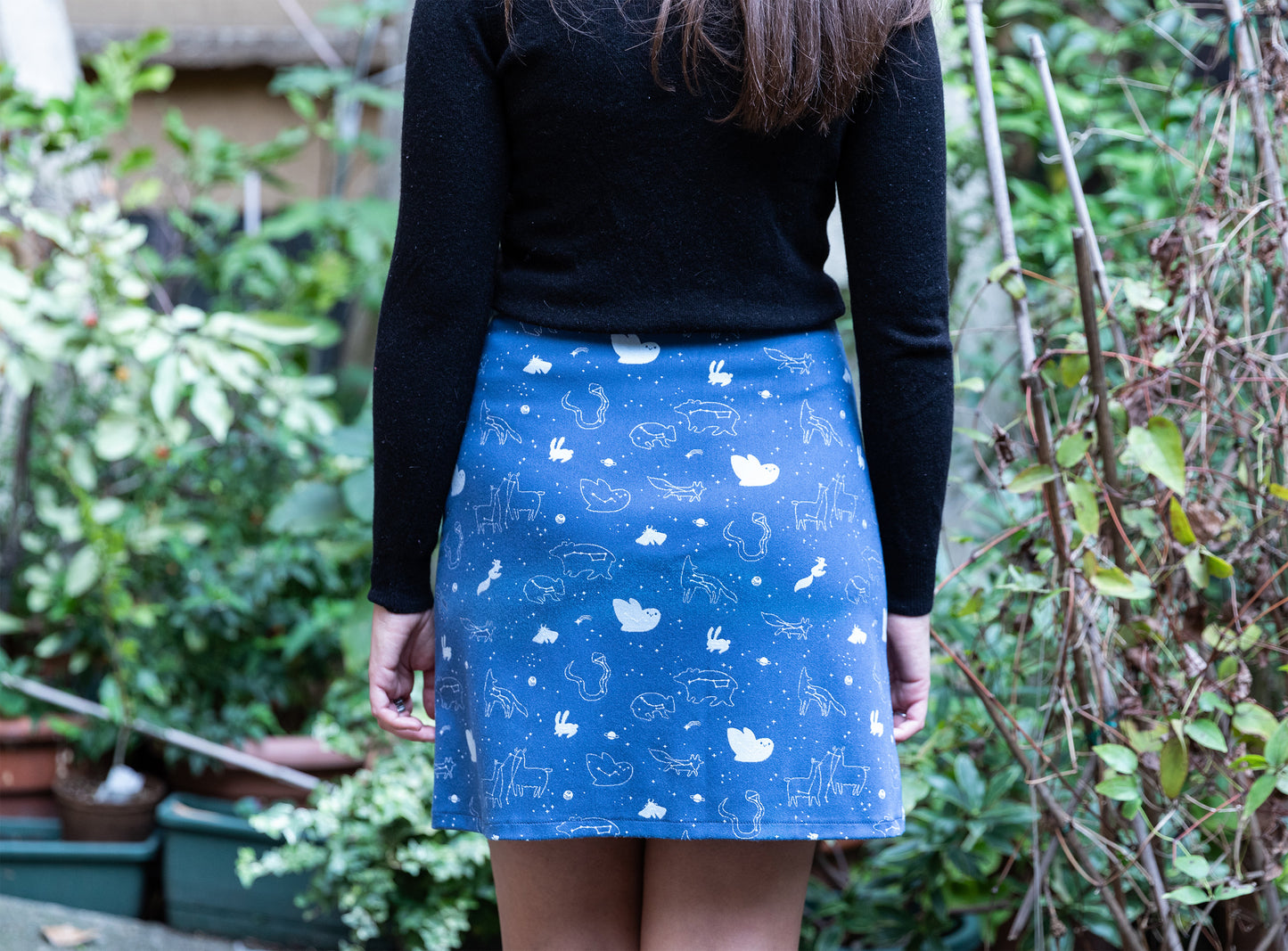 Gonna Dora - gonna in jacquard blu, pattern Starry Night