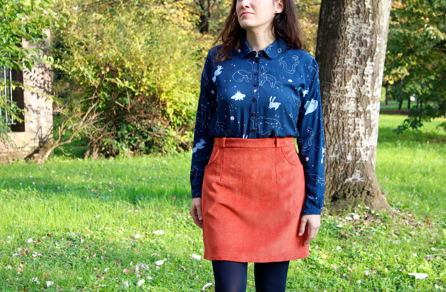 Camicia Laura - camicia a maniche lunghe con colletto, stampa Starry Animals