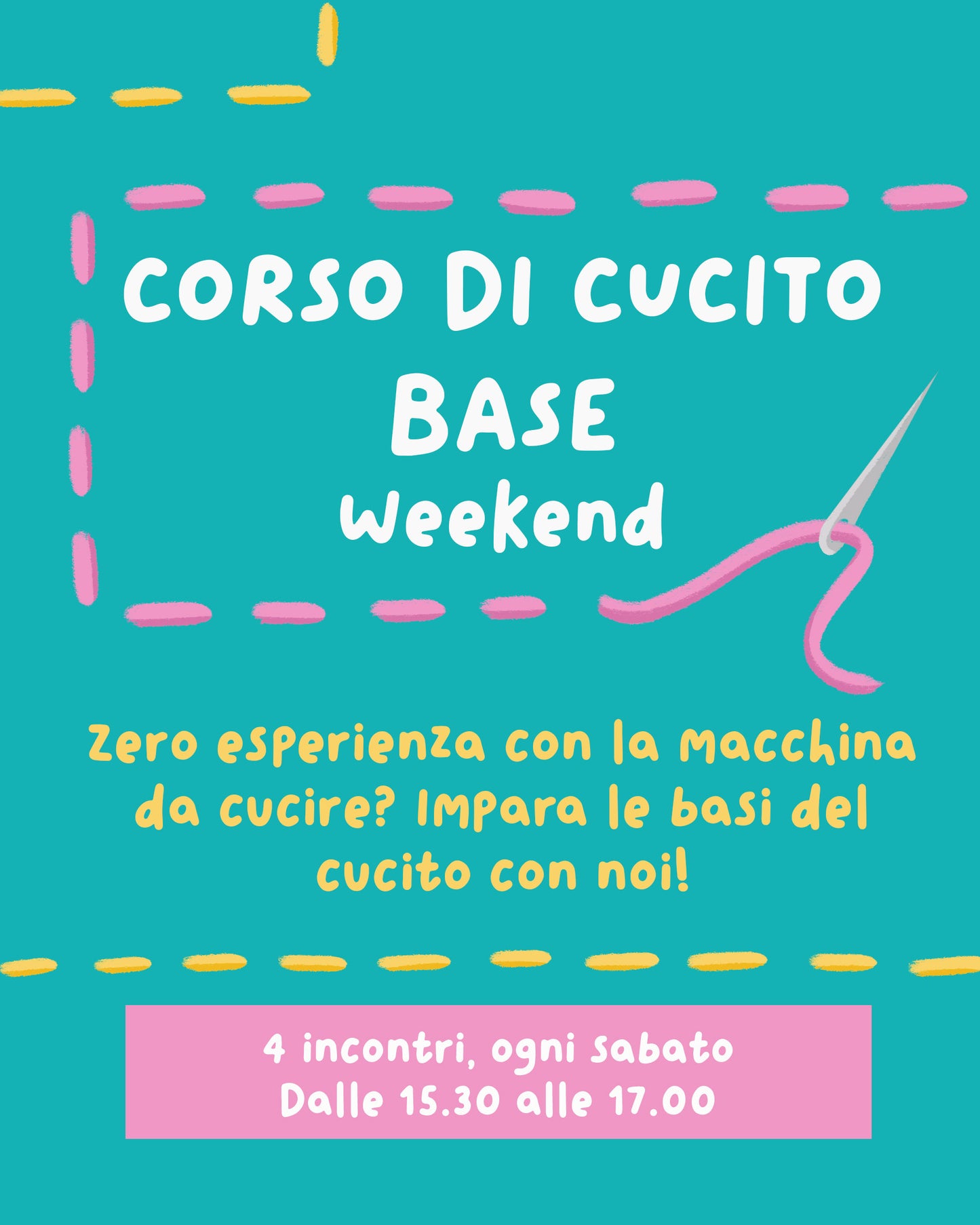 CORSO DI CUCITO BASE WEEKEND - NOVEMBRE (8-15-22-29 novembre)