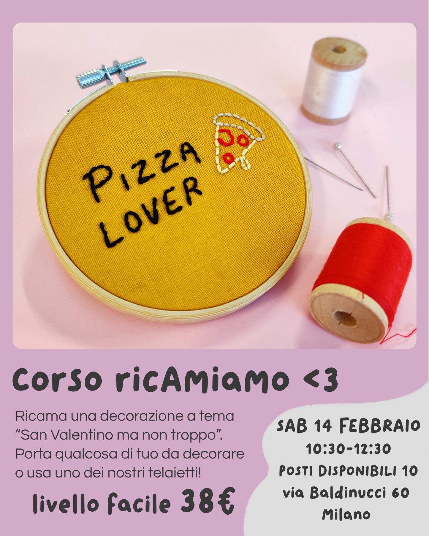WORKSHOP DI RICAMO - SAN VALENTINO (sabato 14 febbraio)
