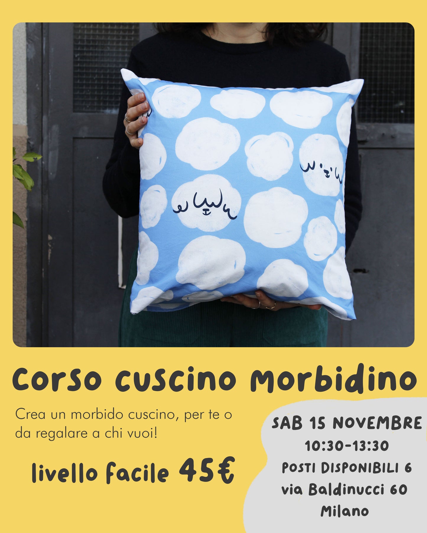 WORKSHOP DI CUCITO -cuscino morbidino (sabato 15 novembre)