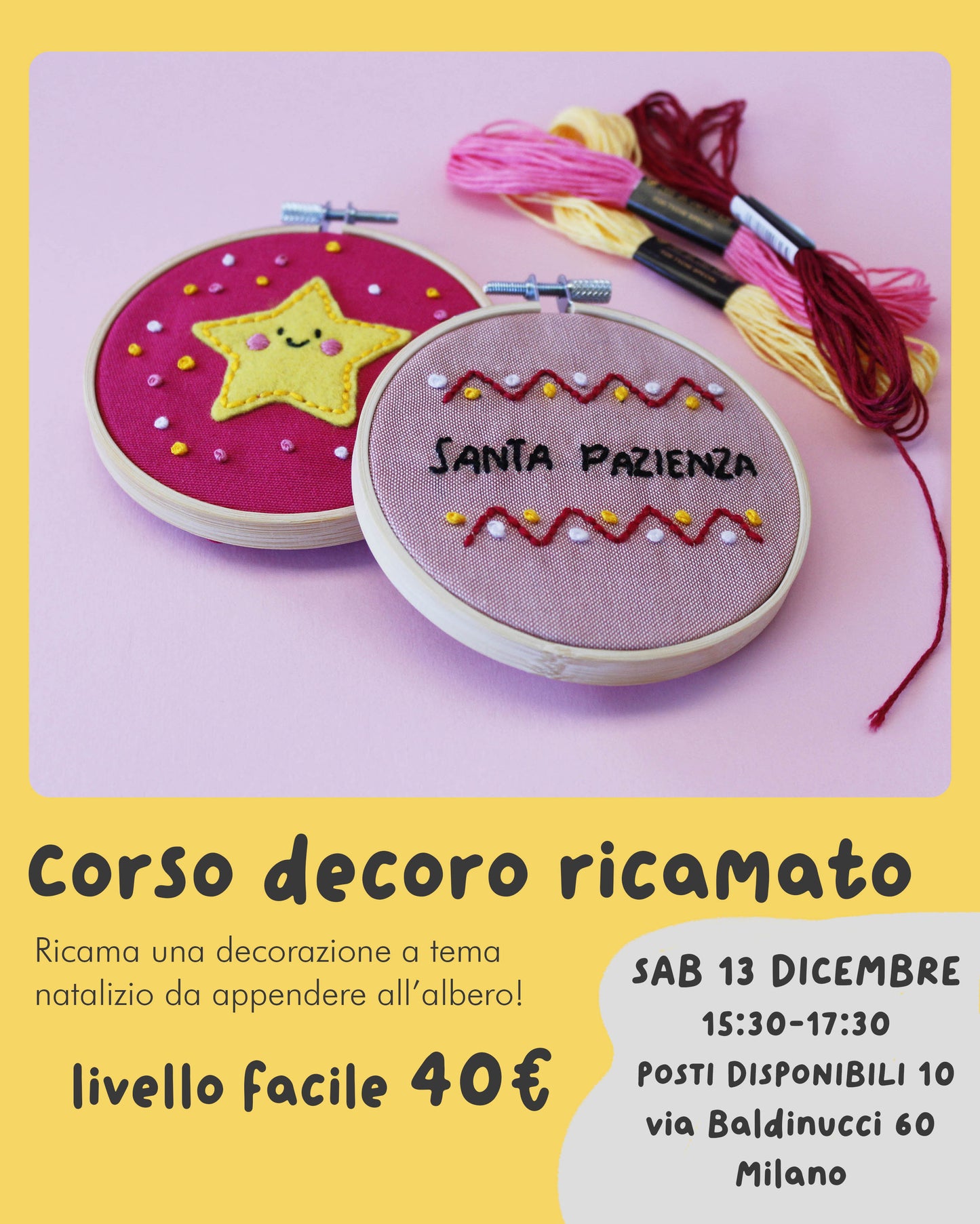 WORKSHOP DI CUCITO - DECORI RICAMATI (sabato 13 dicembre)
