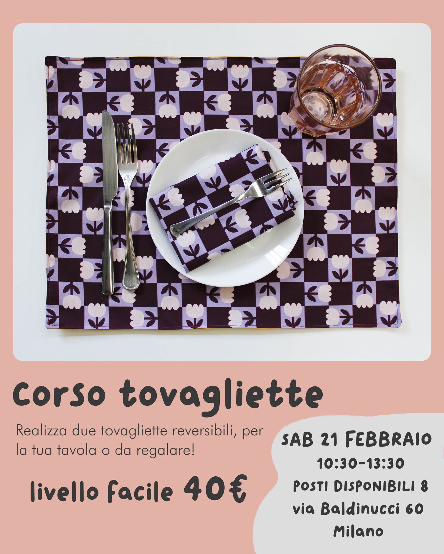 WORKSHOP DI CUCITO - tovagliette reversibili (sabato 21 febbraio)