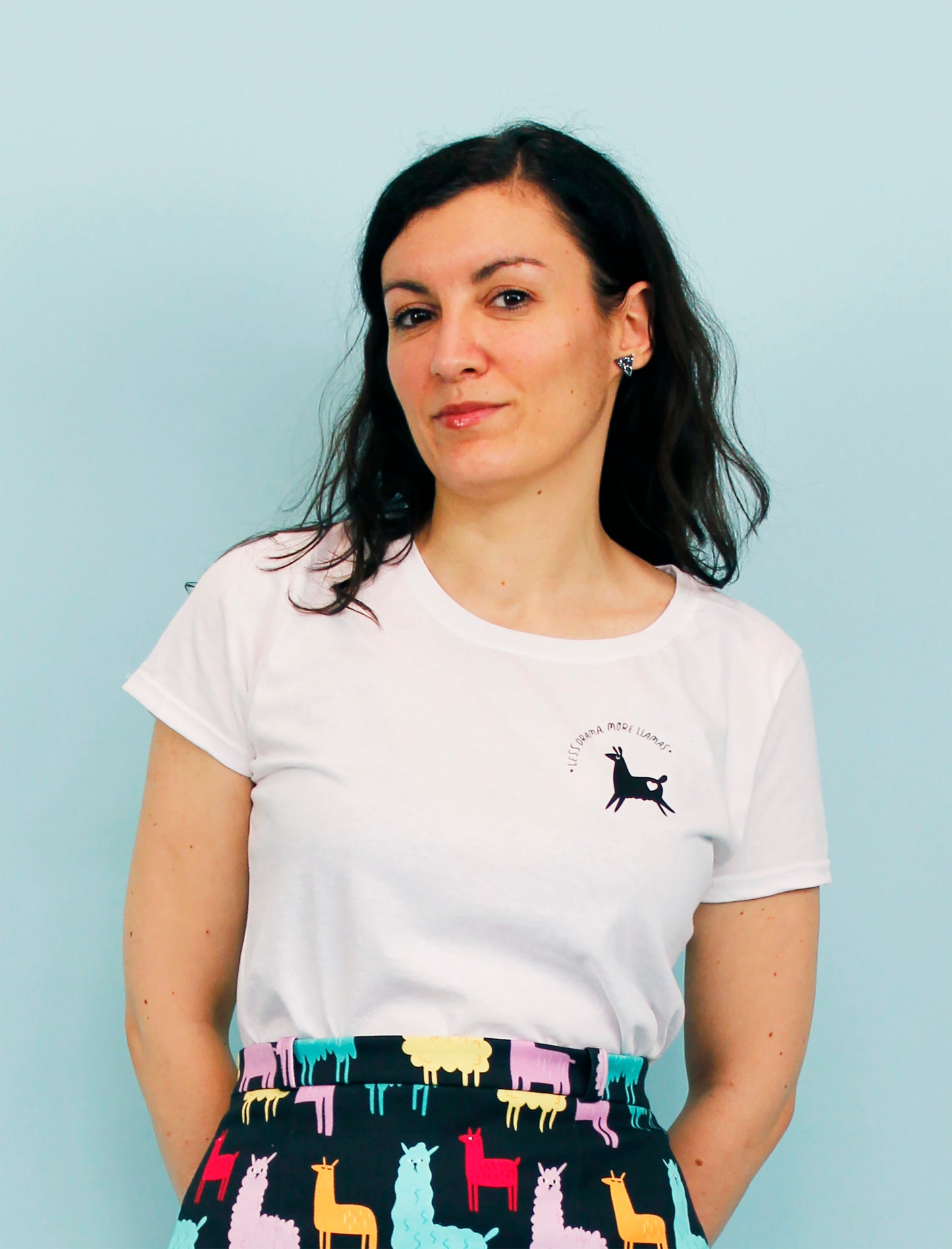 T-shirt bianca di cotone - Motivational Llama