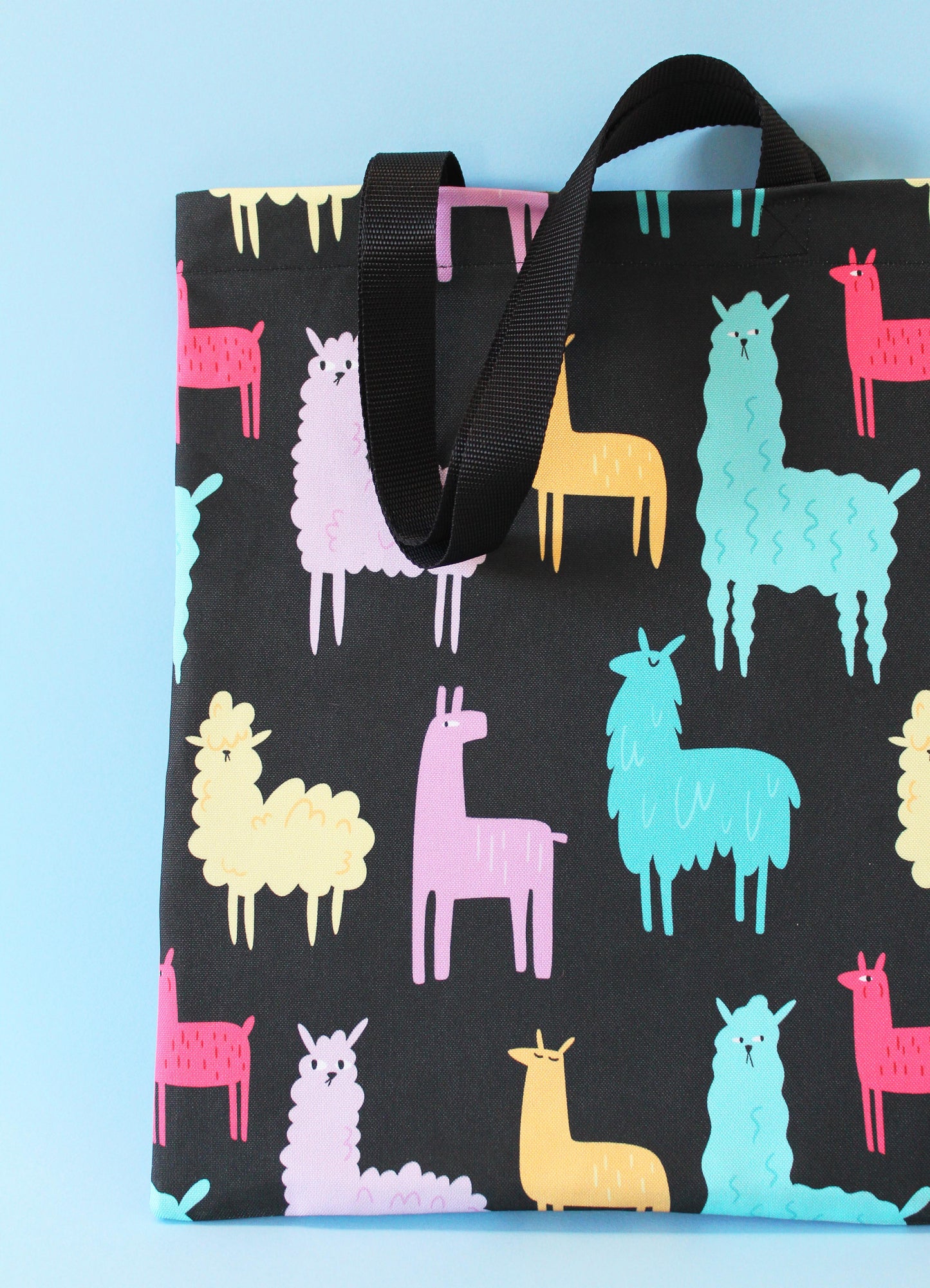 Tote bag in canvas di cotone stampato - Funky Llamas