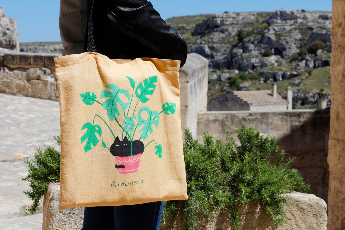 Kit cucito - tote bag, stampa Meowstera