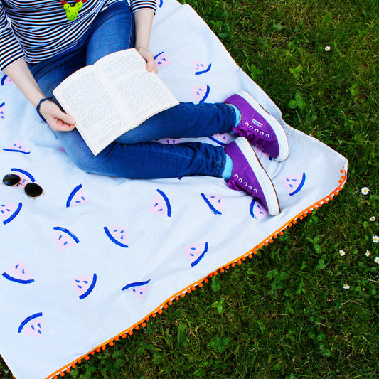 DIY POTATO STAMPED WATERMELON PICNIC BLANKET