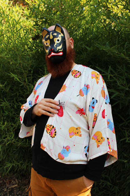 Kimono a maniche lunghe, collezione GNAM! Stampa illustrata da Anna Spreafico