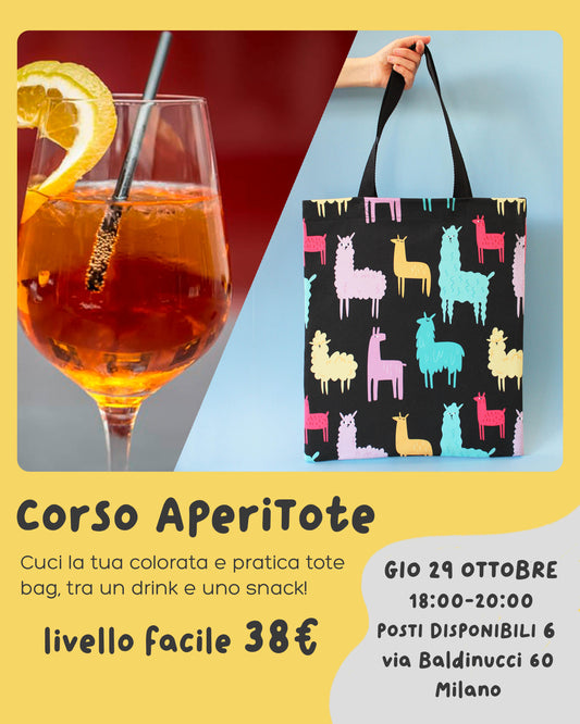 WORKSHOP DI CUCITO - TOTE BAG CON APERITIVO (giovedì 29 ottobre)