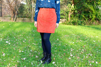 Pumpkin Corduroy Mini Skirt