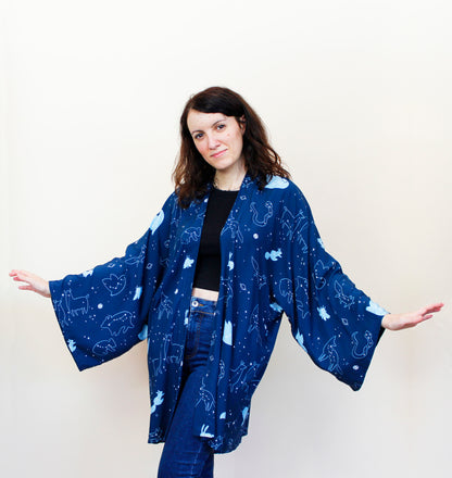 Kimono Patrizia - Kimono a maniche lunghe, stampa Starry Animals