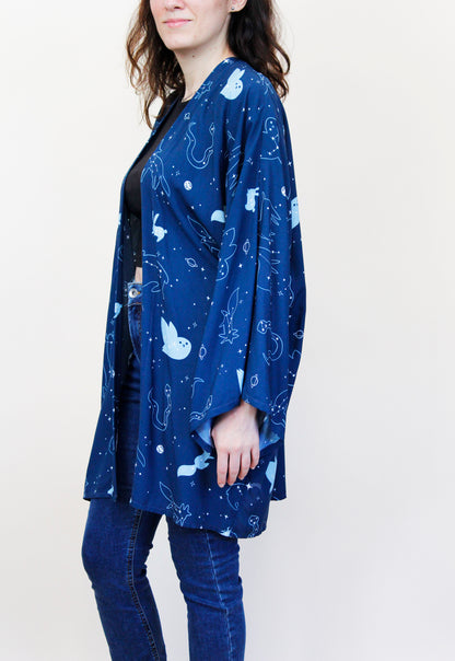 Kimono Patrizia - Kimono a maniche lunghe, stampa Starry Animals