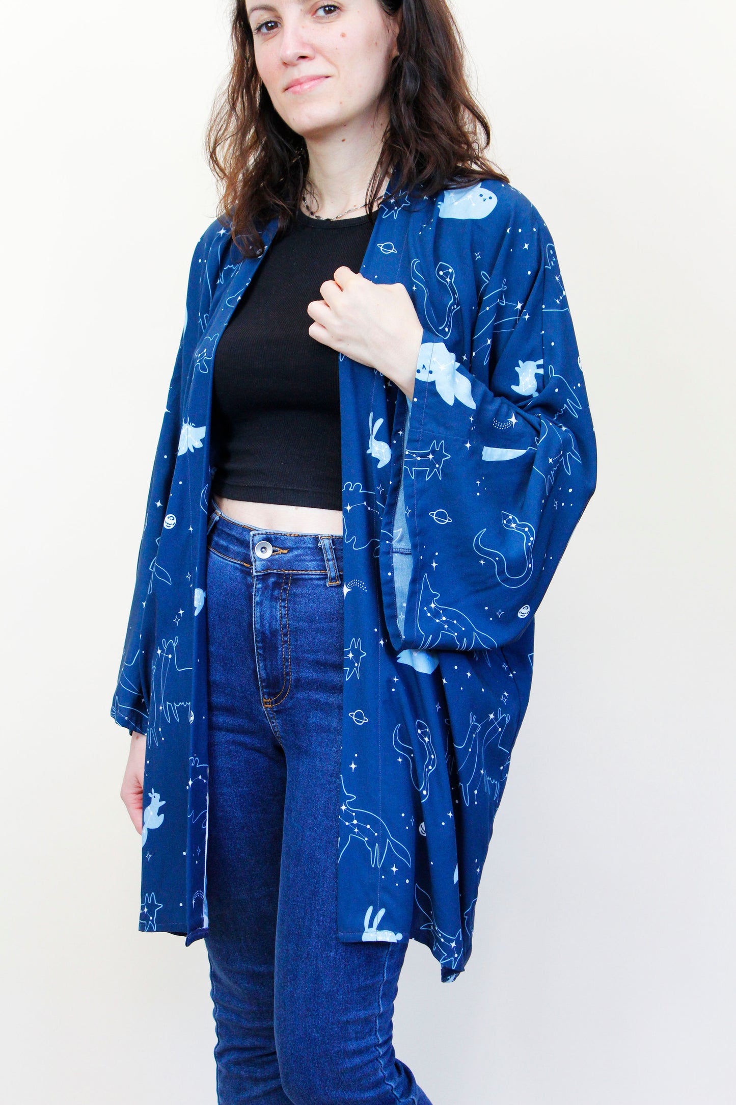 Kimono Patrizia - Kimono a maniche lunghe, stampa Starry Animals