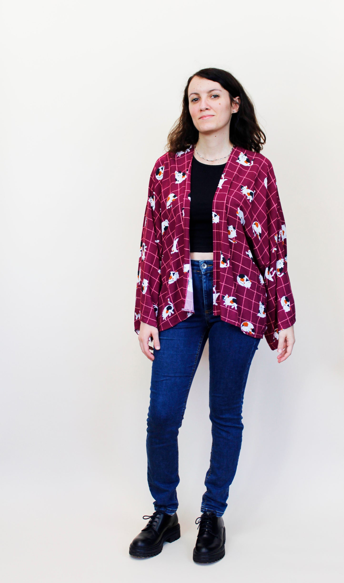 Kimono Patrizia - Kimono a maniche lunghe, stampa Purple Calico