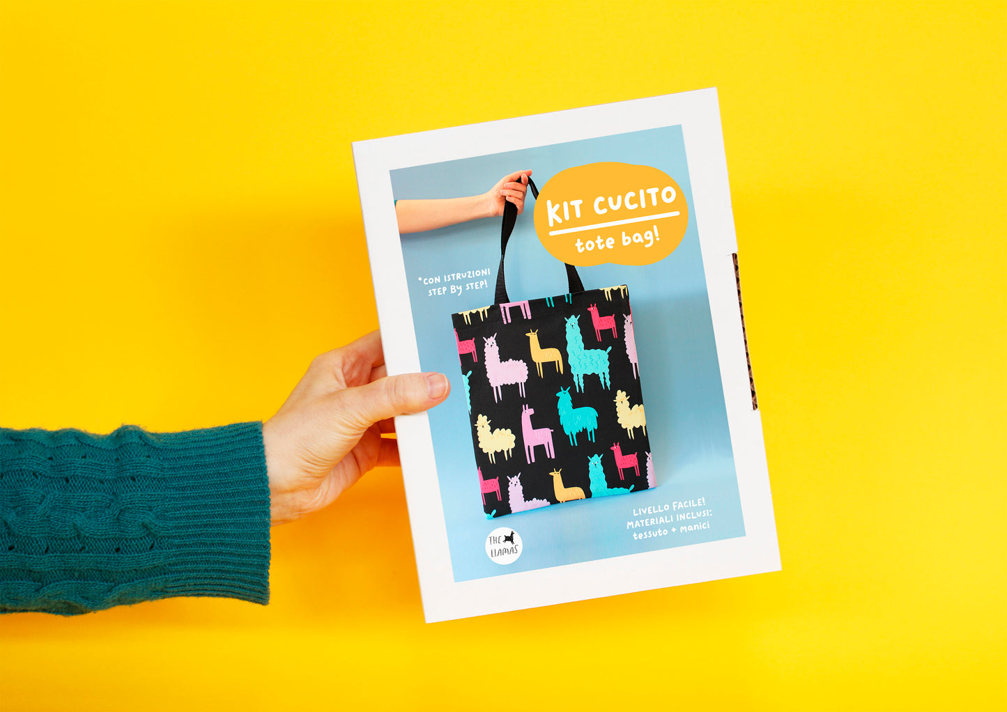 Kit cucito - tote bag, stampa Funky Llamas