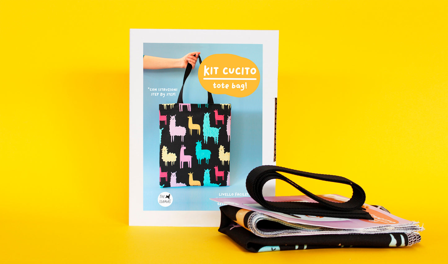 Kit cucito - tote bag, stampa Funky Llamas