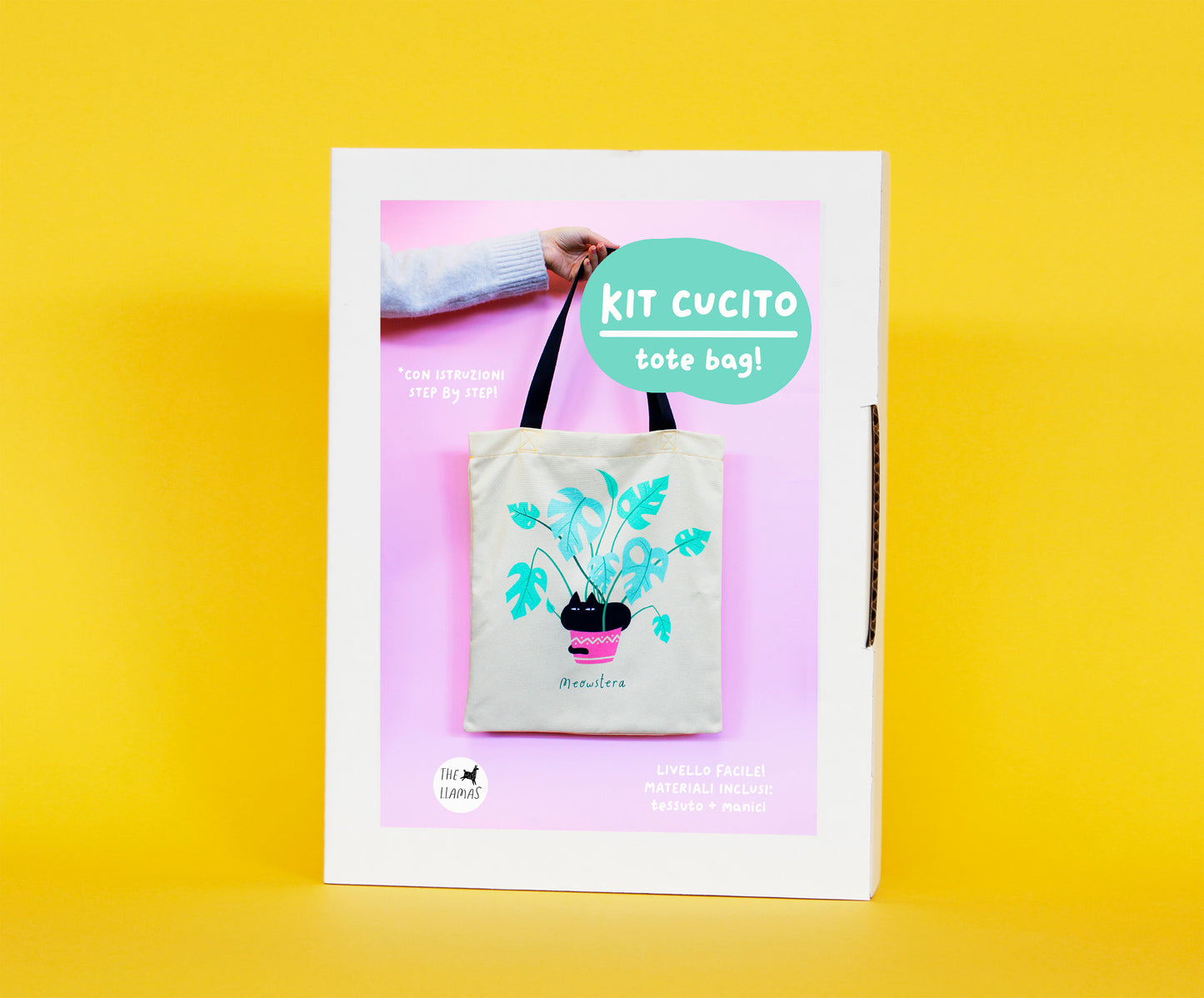 Kit cucito - tote bag, stampa Meowstera