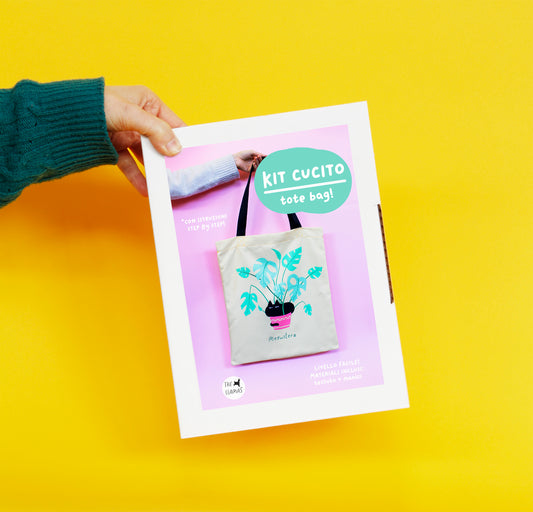 Kit cucito - tote bag, stampa Meowstera