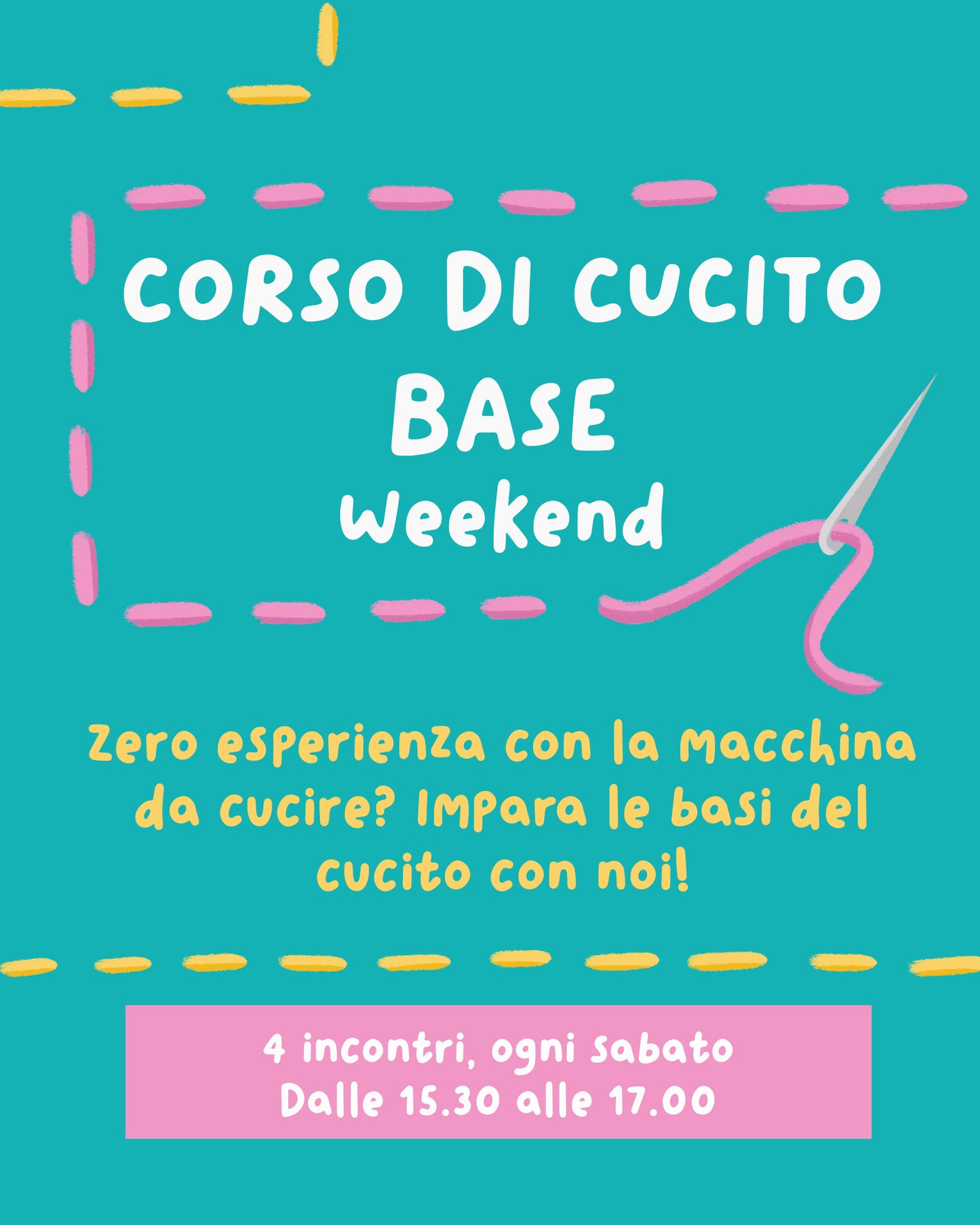 CORSO DI CUCITO BASE WEEKEND - MARZO (dall'8 marzo al 5 aprile)