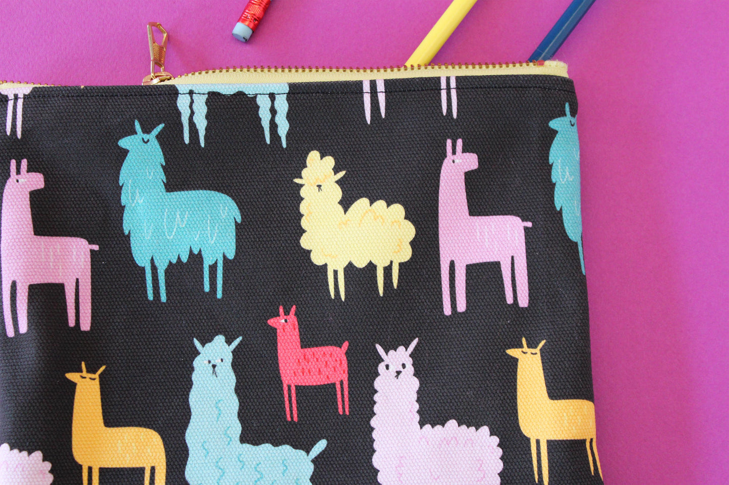 Astuccio portatutto piatto - Funky Llamas