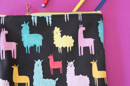 Astuccio portatutto piatto - Funky Llamas