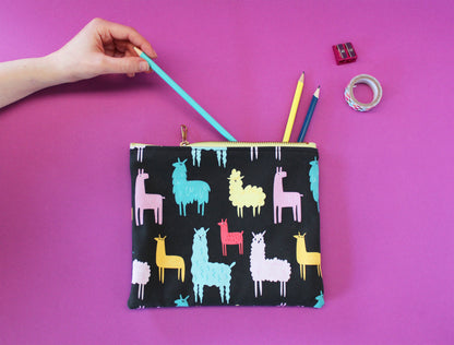 Astuccio portatutto piatto - Funky Llamas