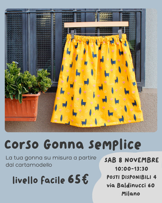 WORKSHOP DI CUCITO - GONNA SEMPLICE (sabato 8 novembre)