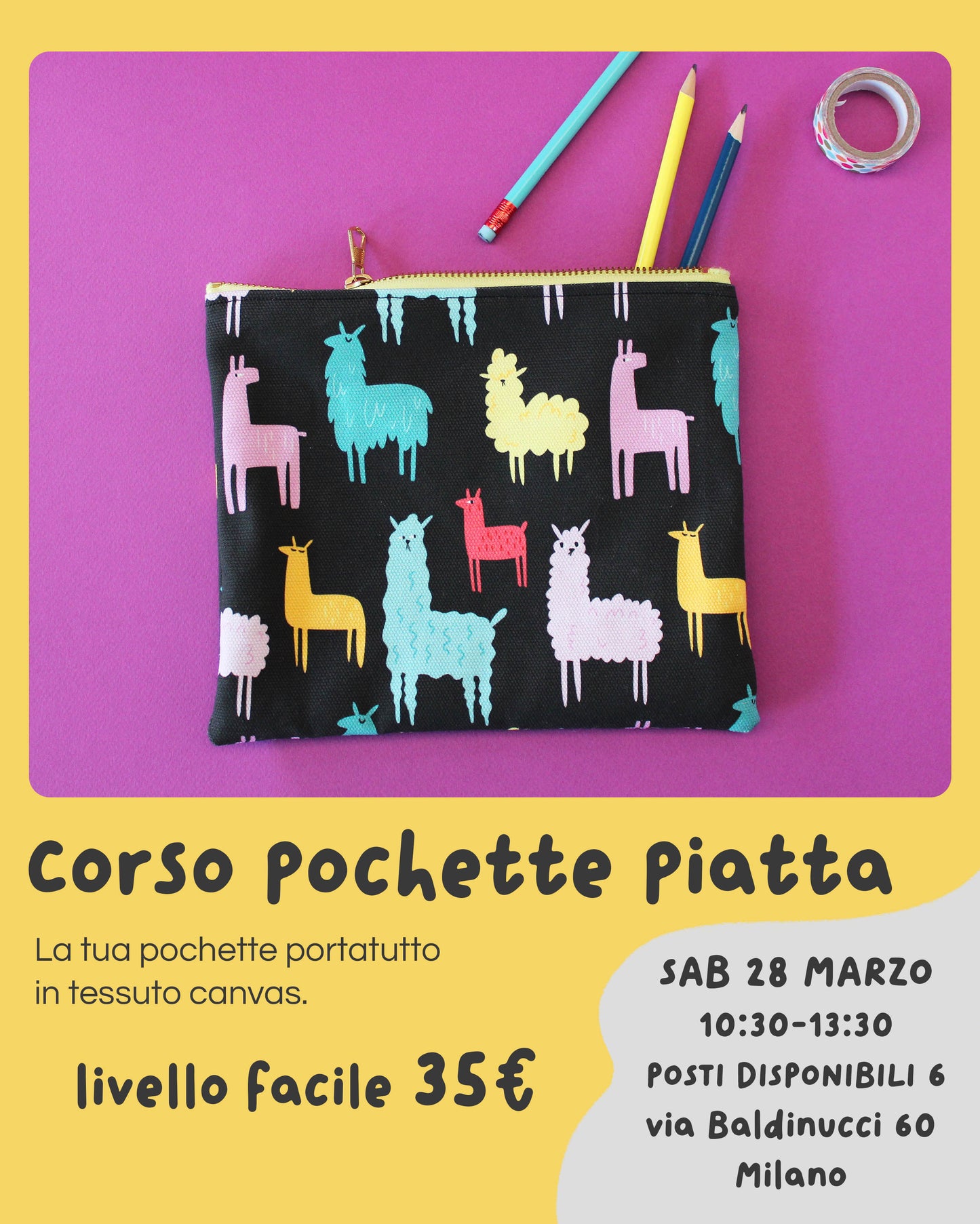 WORKSHOP DI CUCITO - POCHETTE PIATTA (sabato 28 marzo)
