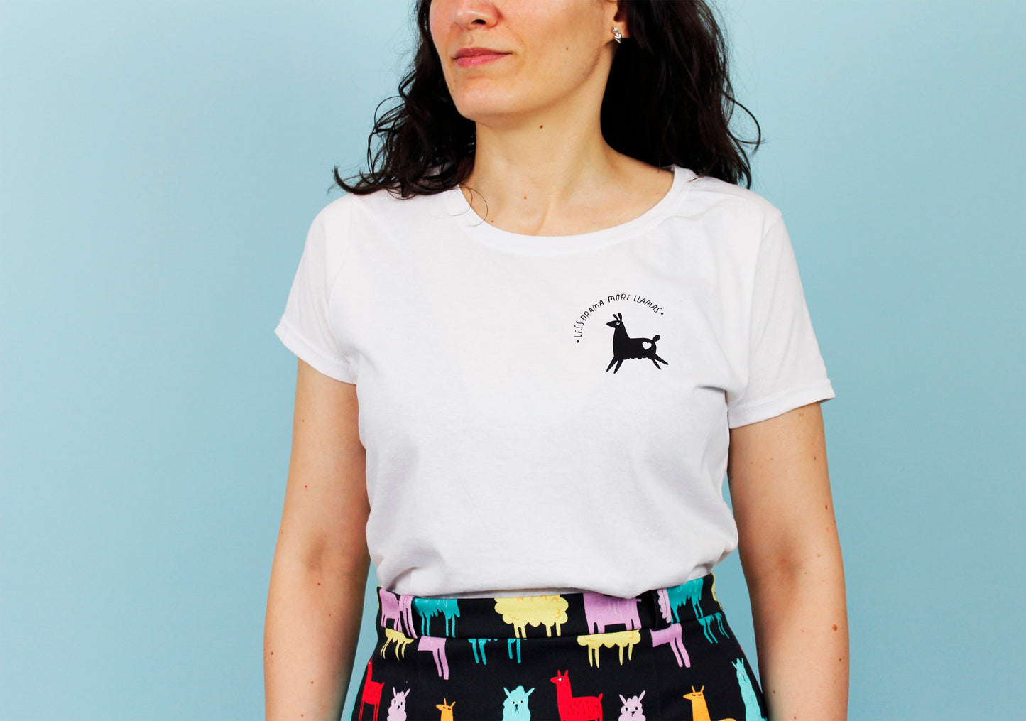 T-shirt bianca di cotone  - Motivational Llama