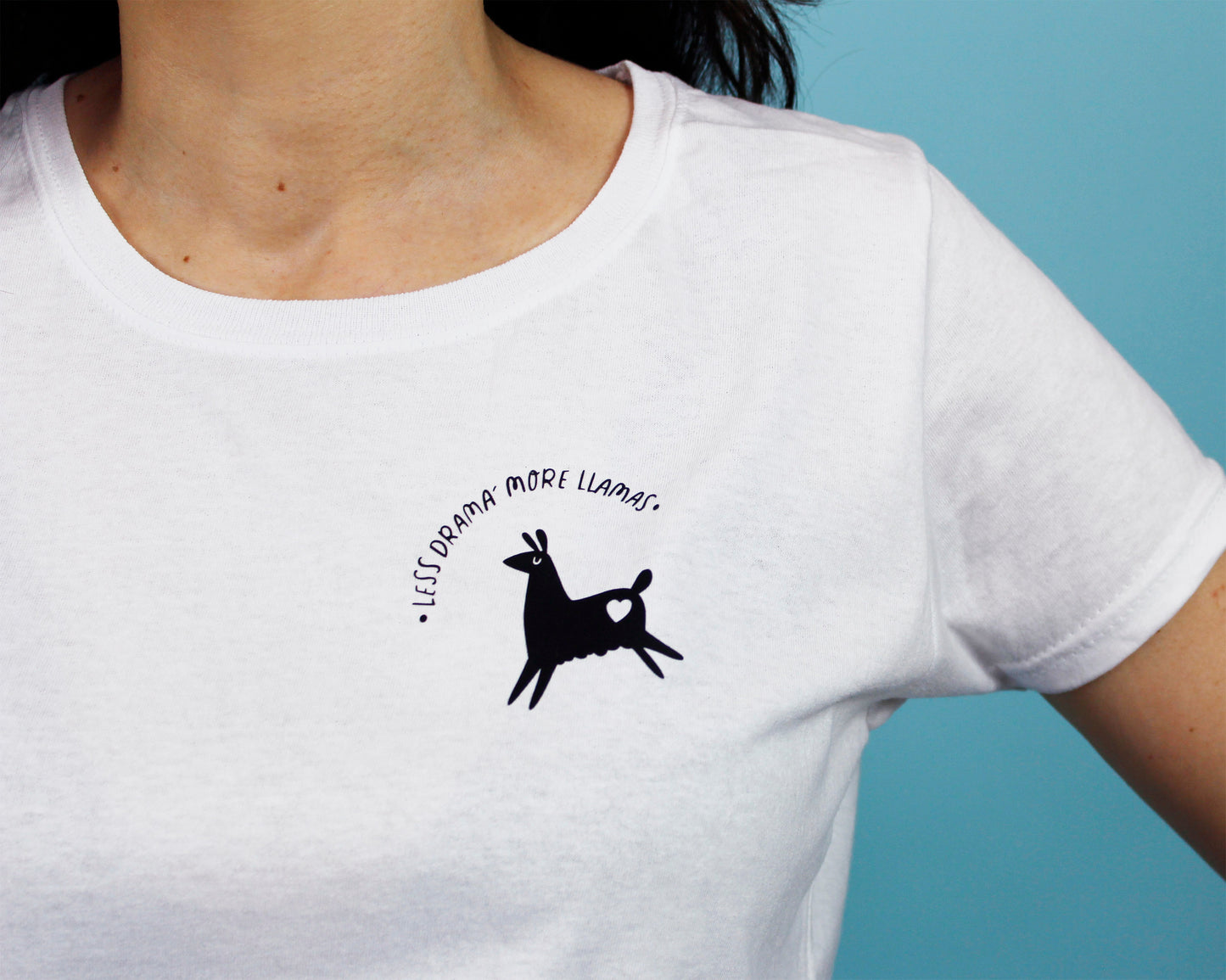 T-shirt bianca di cotone  - Motivational Llama