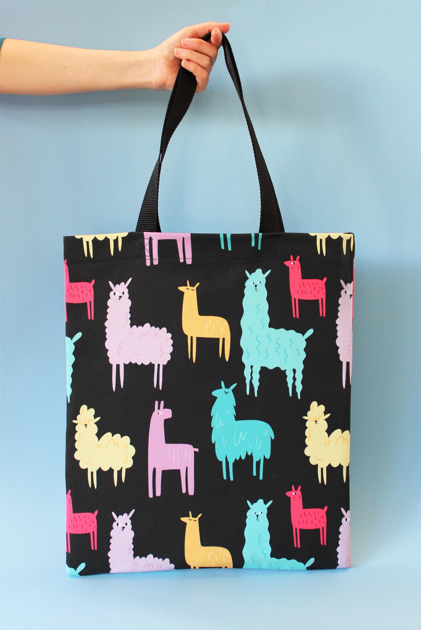 Printed Cotton Canvas Tote Bag - Funky Llamas