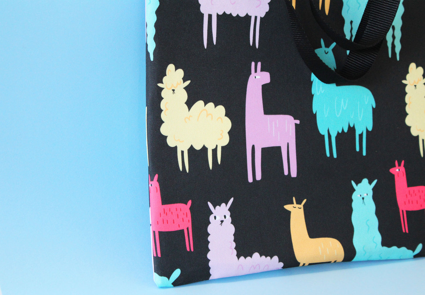 Printed Cotton Canvas Tote Bag - Funky Llamas