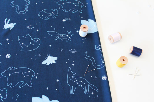 Cotton Poplin Fabric - Twist and Panda, Yellow Background - Quirky Animals Collection
