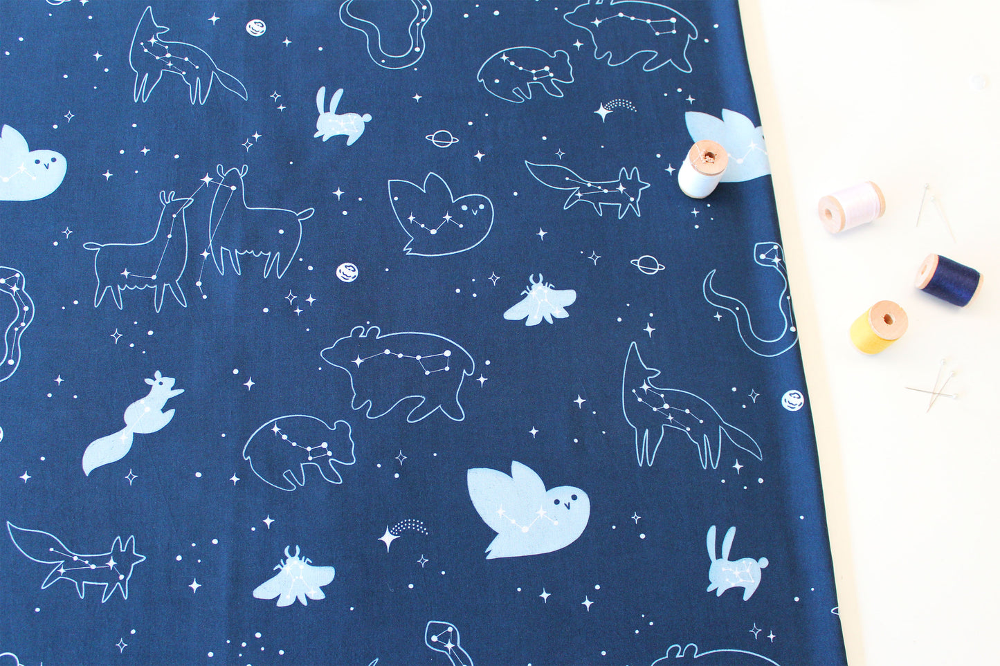 Cotton Poplin Fabric - Twist and Panda, Yellow Background - Quirky Animals Collection