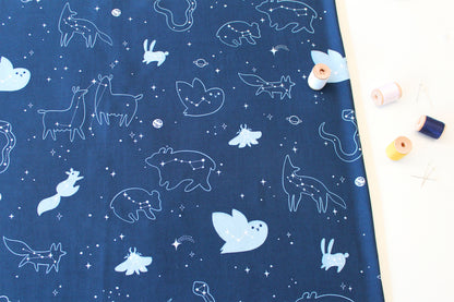 Cotton Poplin Fabric - Twist and Panda, Yellow Background - Quirky Animals Collection