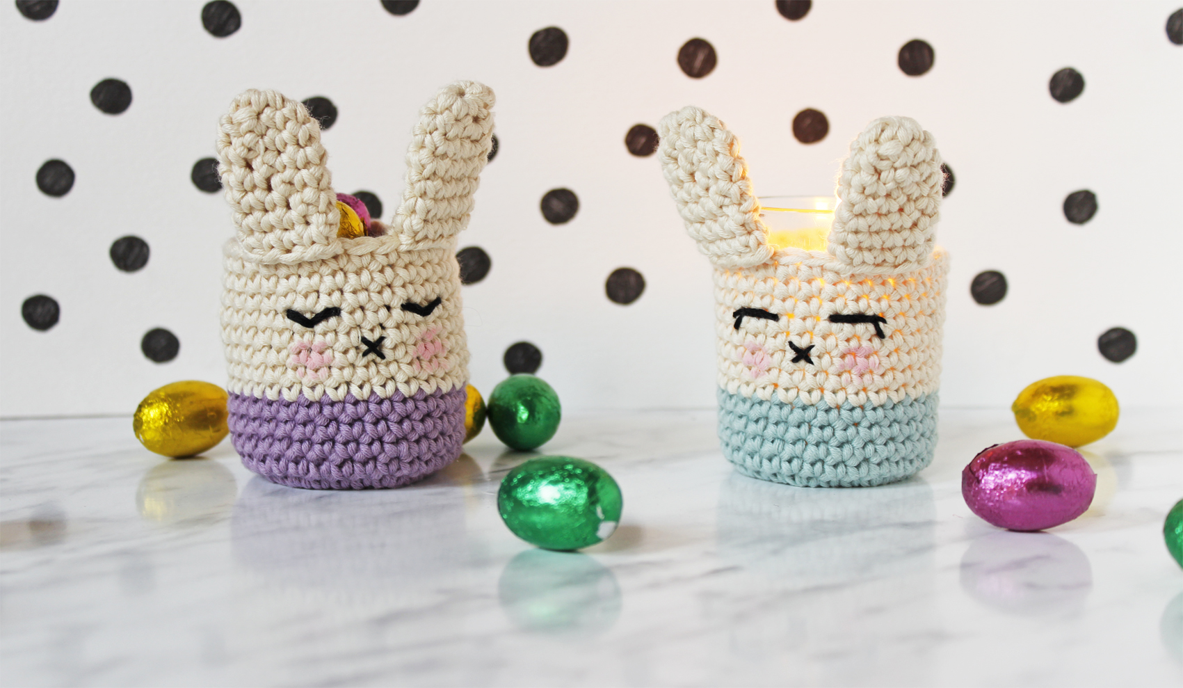 easter bunny candle holder tutorial and free pattern